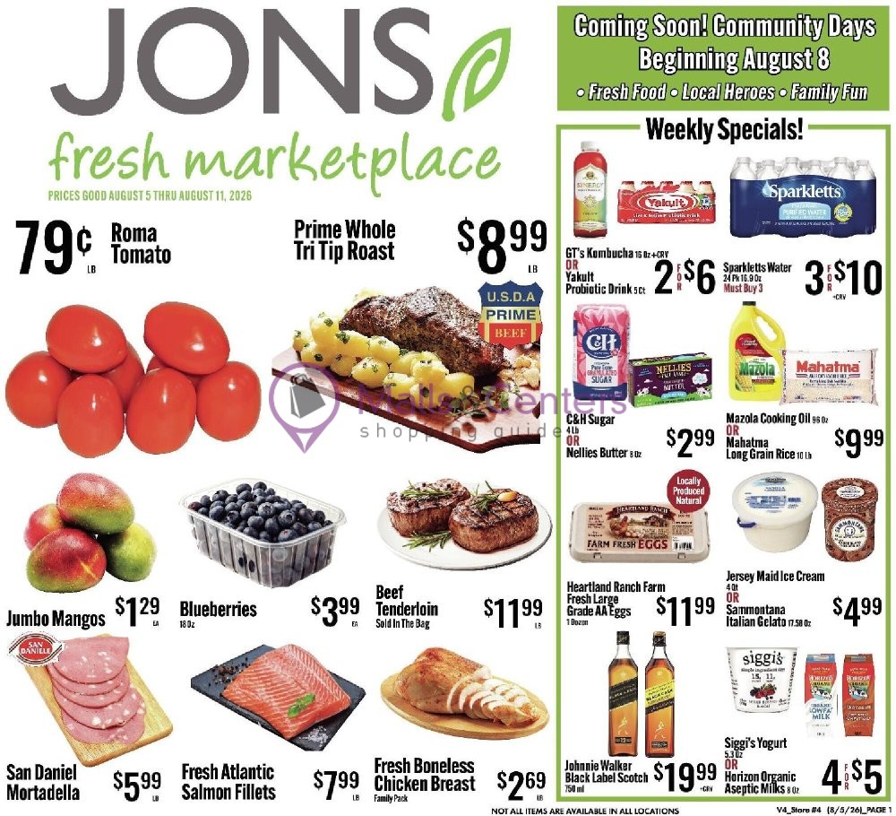 Weekly ad for Jons Fresh Marketplace valid: 08/05/2026 - 08/11/2026, page 1