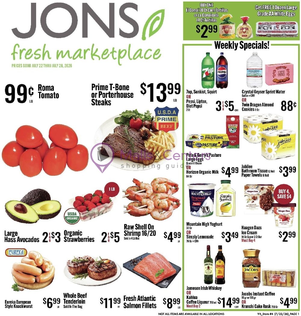 Weekly ad for Jons Fresh Marketplace valid: 07/22/2026 - 07/28/2026, page 1