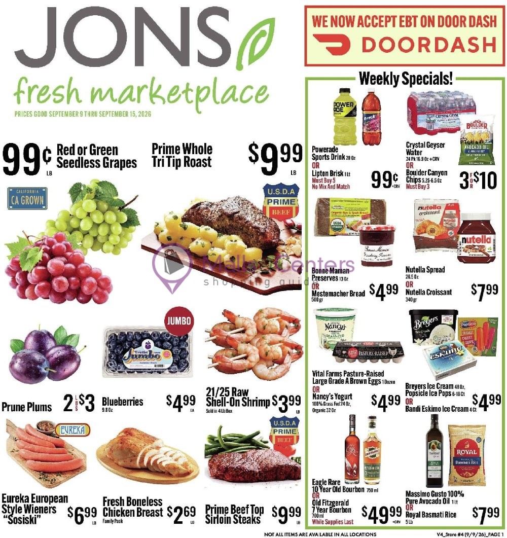 Weekly ad for Jons Fresh Marketplace valid: 09/09/2026 - 09/15/2026, page 1