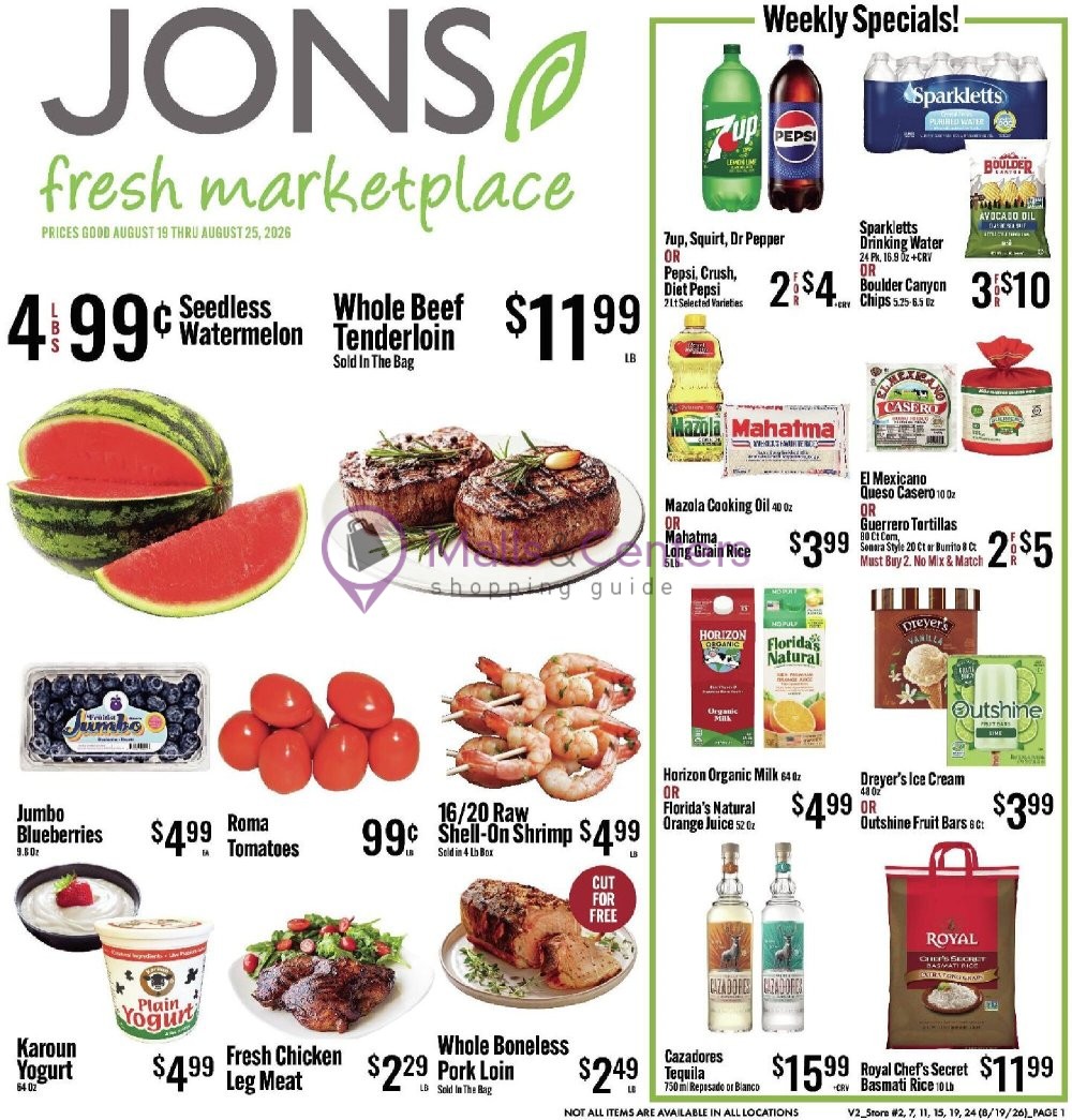 Weekly ad for Jons Fresh Marketplace valid: 08/19/2026 - 08/25/2026, page 1