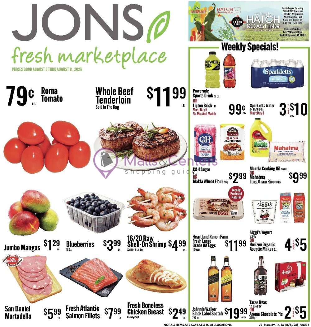 Weekly ad for Jons Fresh Marketplace valid: 08/05/2026 - 08/11/2026, page 1