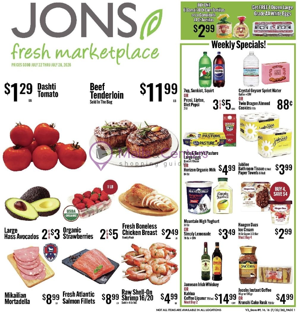 Weekly ad for Jons Fresh Marketplace valid: 07/22/2026 - 07/28/2026, page 1