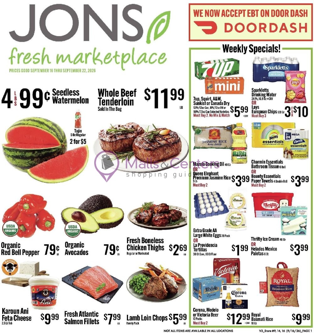 Weekly ad for Jons Fresh Marketplace valid: 09/16/2026 - 09/22/2026, page 1