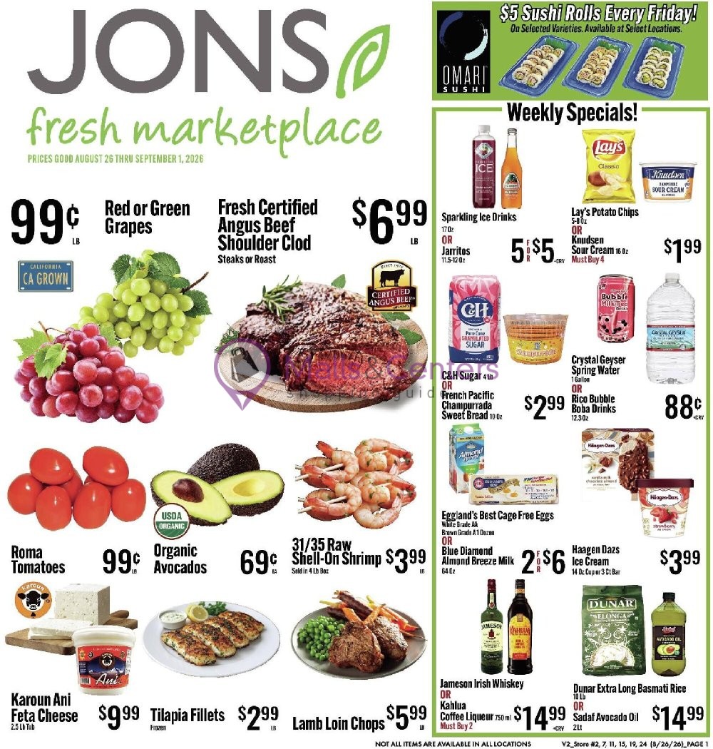 Weekly ad for Jons Fresh Marketplace valid: 08/26/2026 - 09/01/2026, page 1
