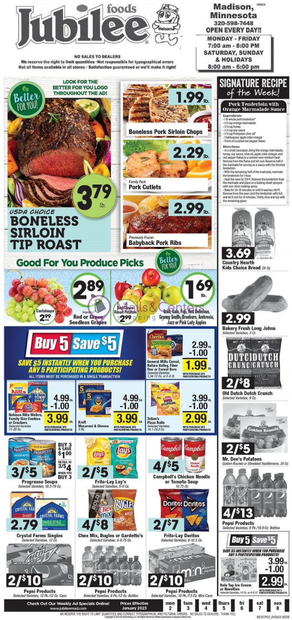 Jubilee Foods Weekly ad valid from 01/02/2023 to 01/08/2023 MallsCenters