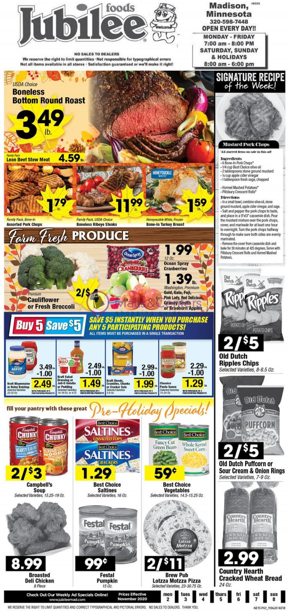 Jubilee Foods Weekly ad valid from 11/02/2020 to 11/08/2020 MallsCenters