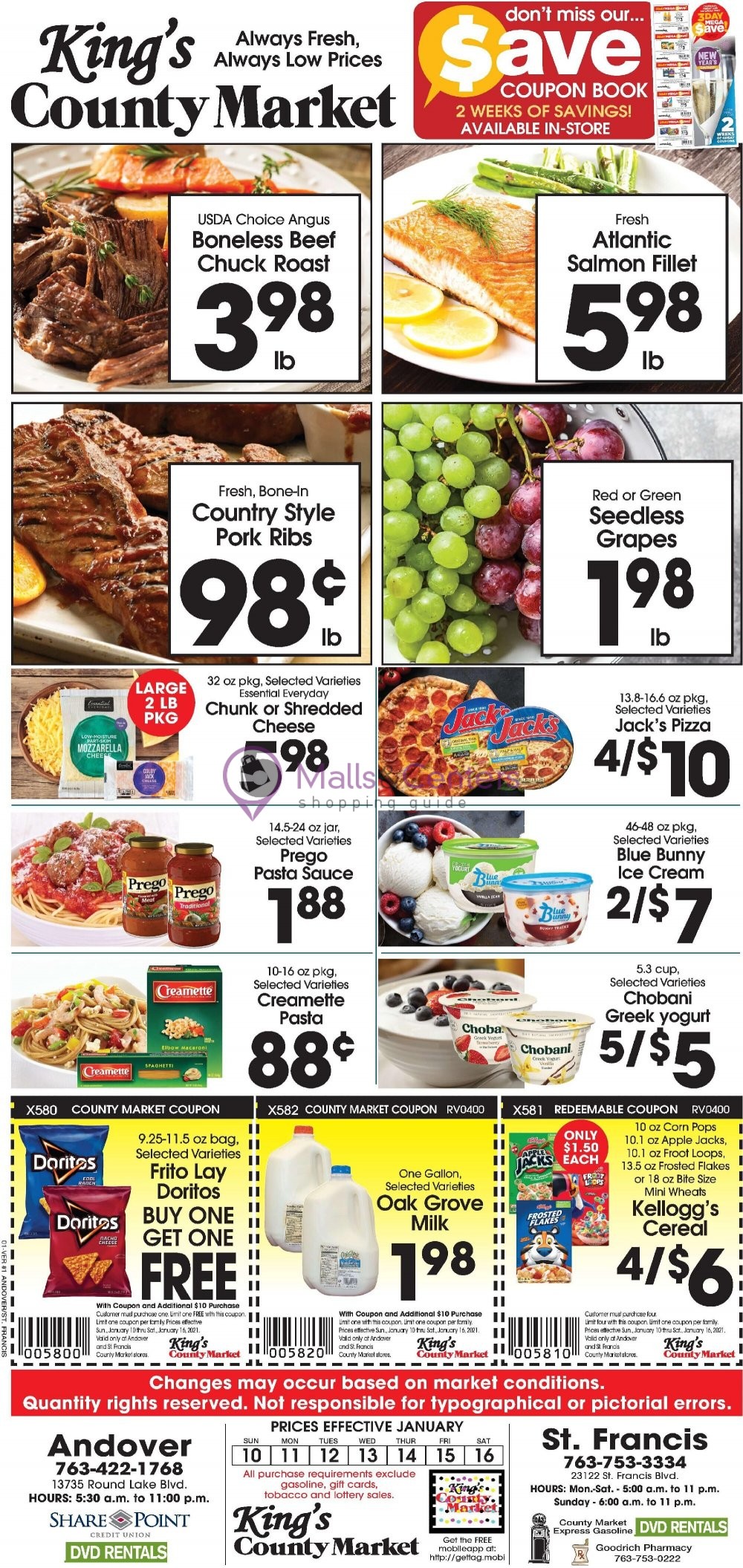 King's County Market Weekly ad valid from 01/10/2021 to 01/16/2021 MallsCenters