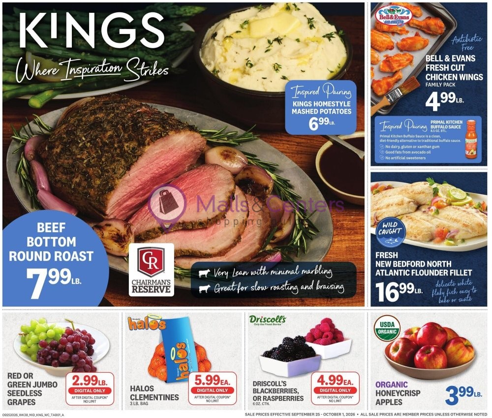 Weekly ad for Kings Food Markets valid: 09/25/2026 - 10/01/2026, page 1