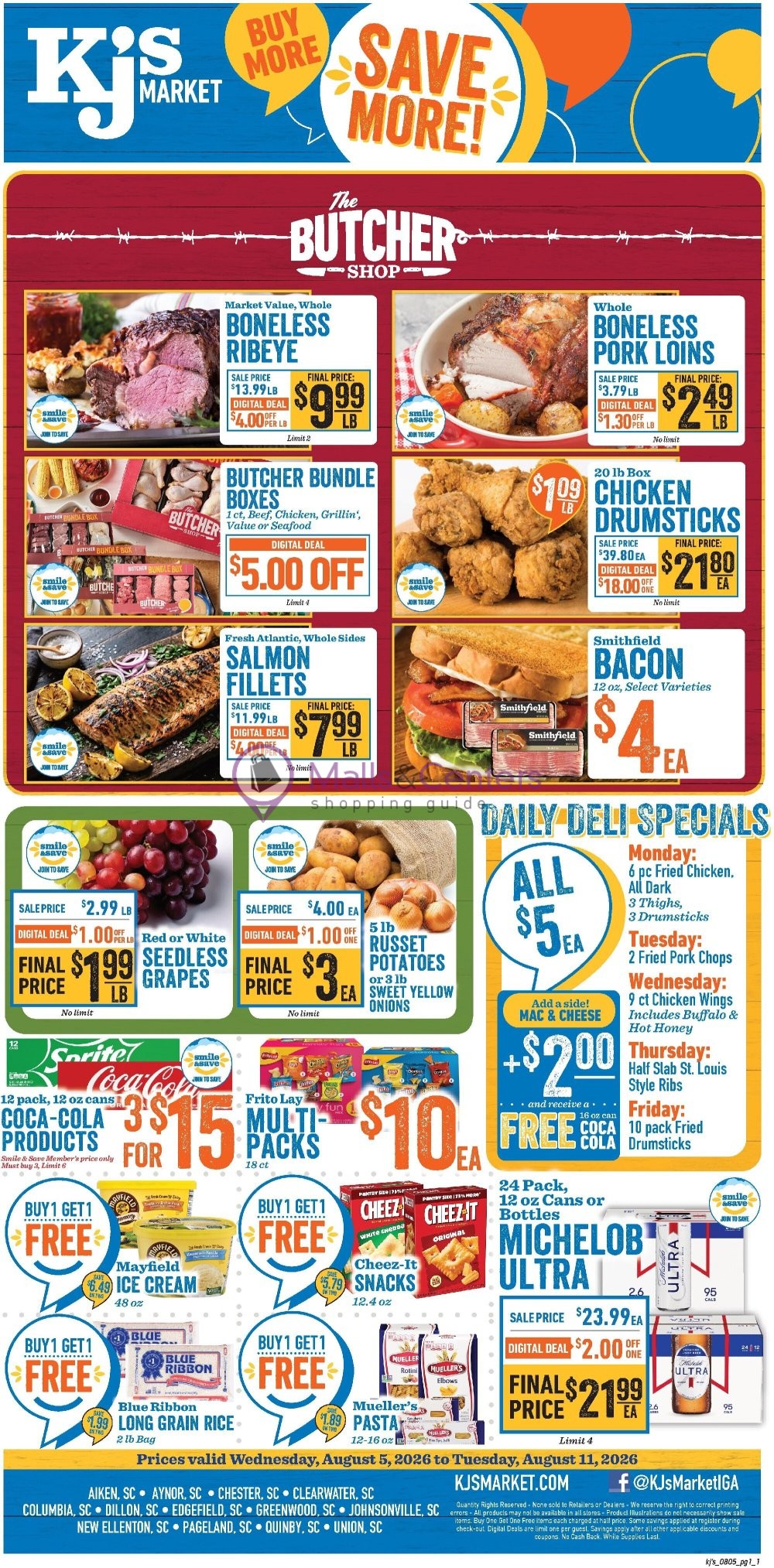 Weekly ad for KJ´s Market valid: 08/05/2026 - 08/11/2026, page 1