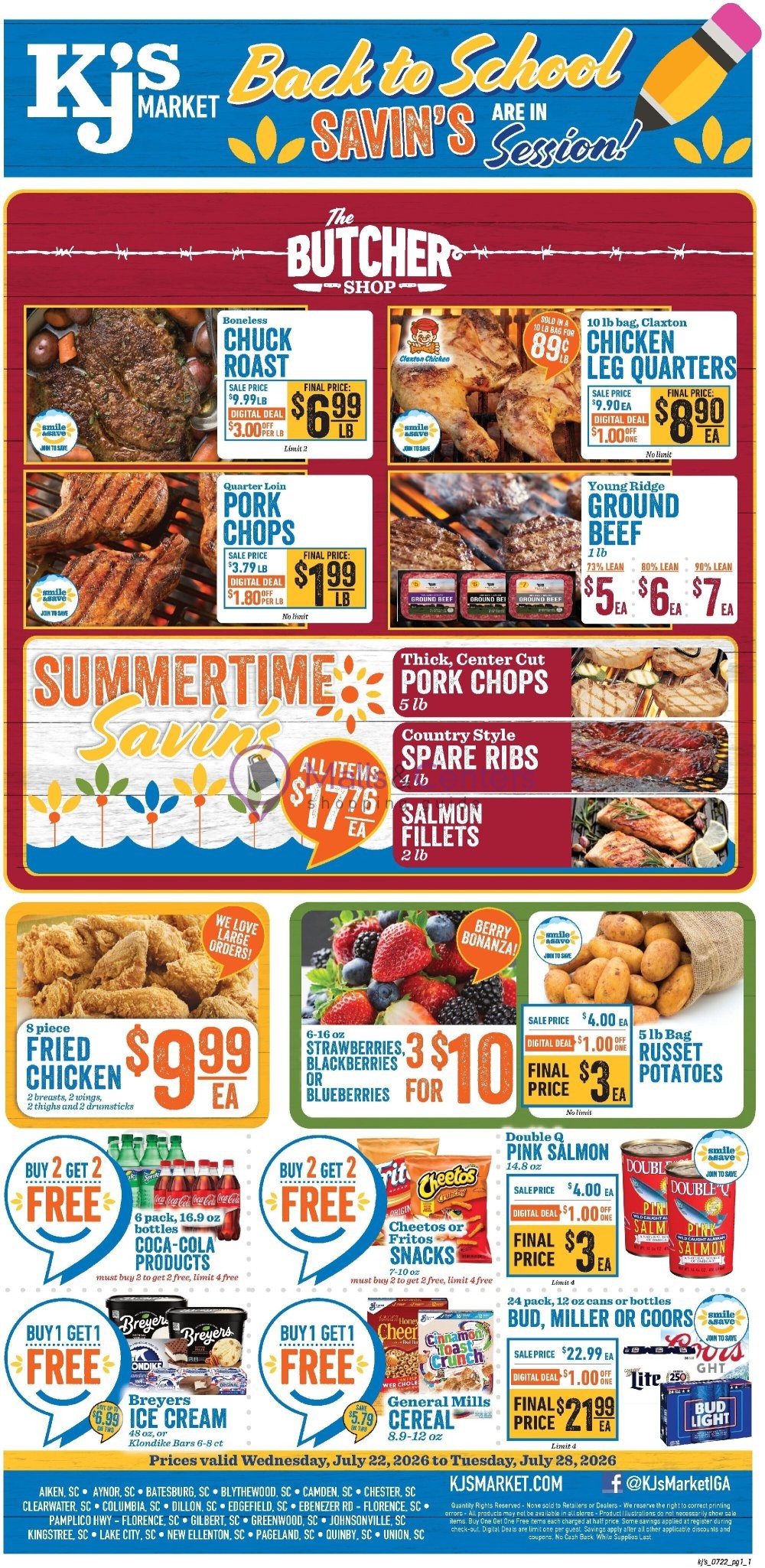 Weekly ad for KJ´s Market valid: 07/22/2026 - 07/28/2026, page 1