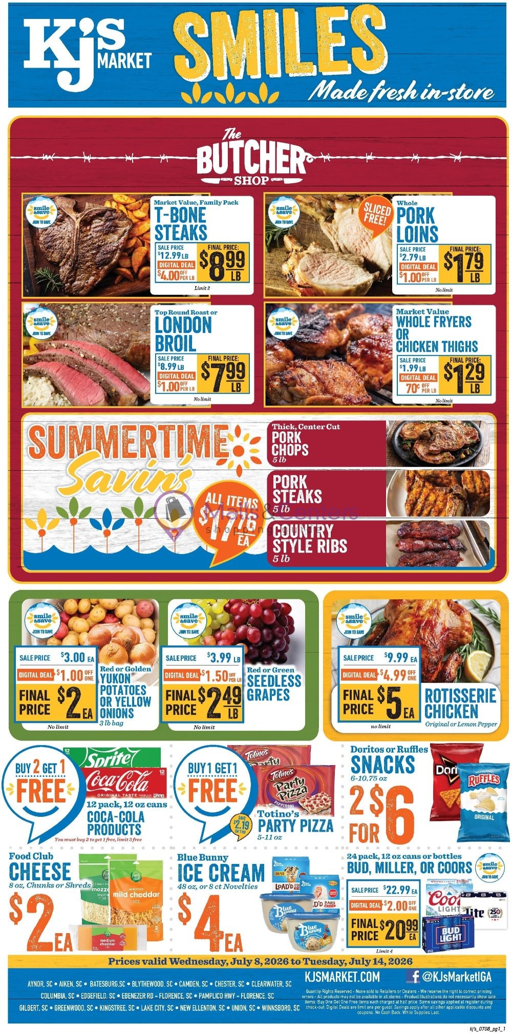 Weekly ad for KJ´s Market valid: 07/08/2026 - 07/14/2026, page 1