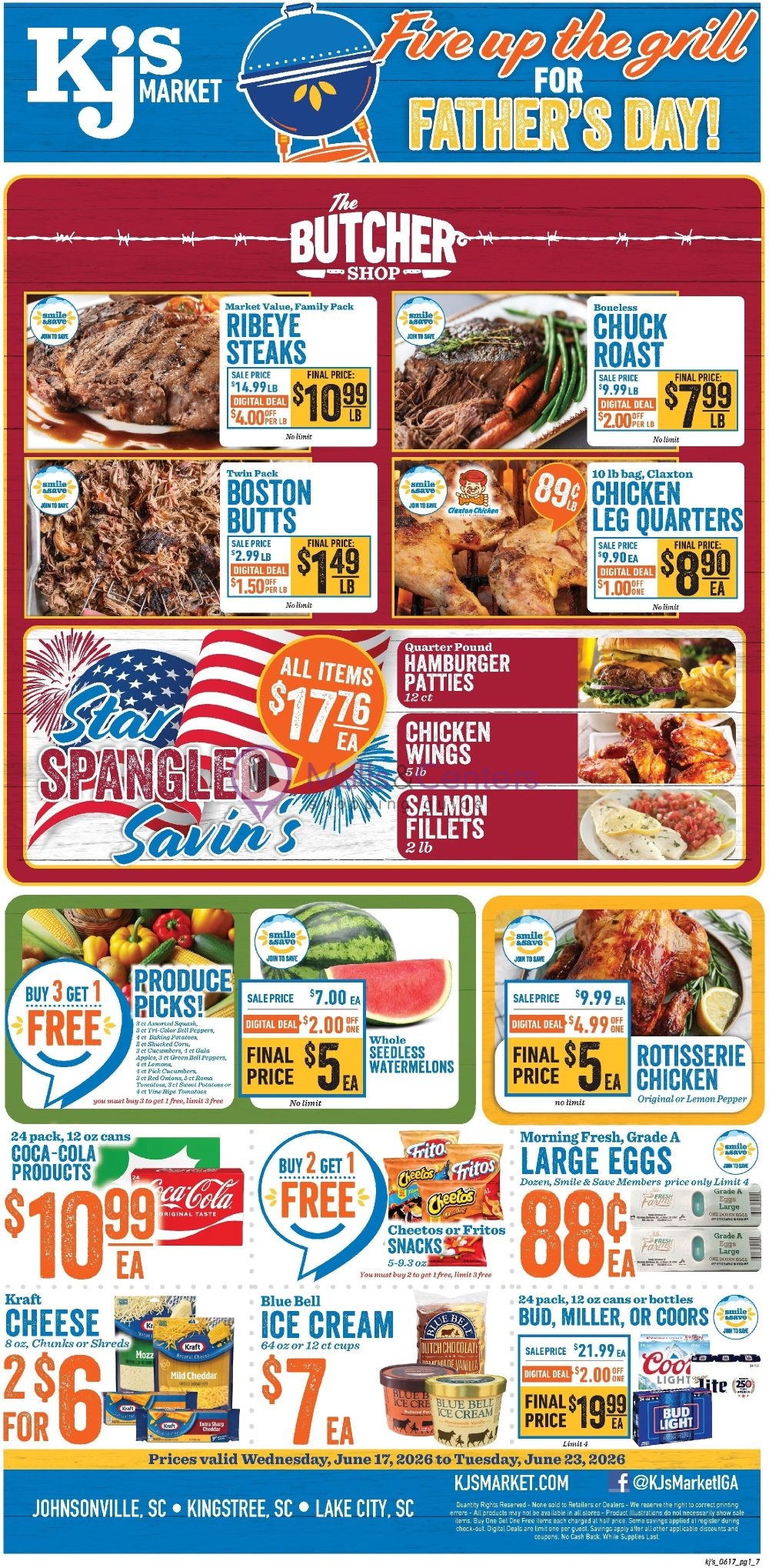 Weekly ad for KJ´s Market valid: 06/17/2026 - 06/23/2026, page 1