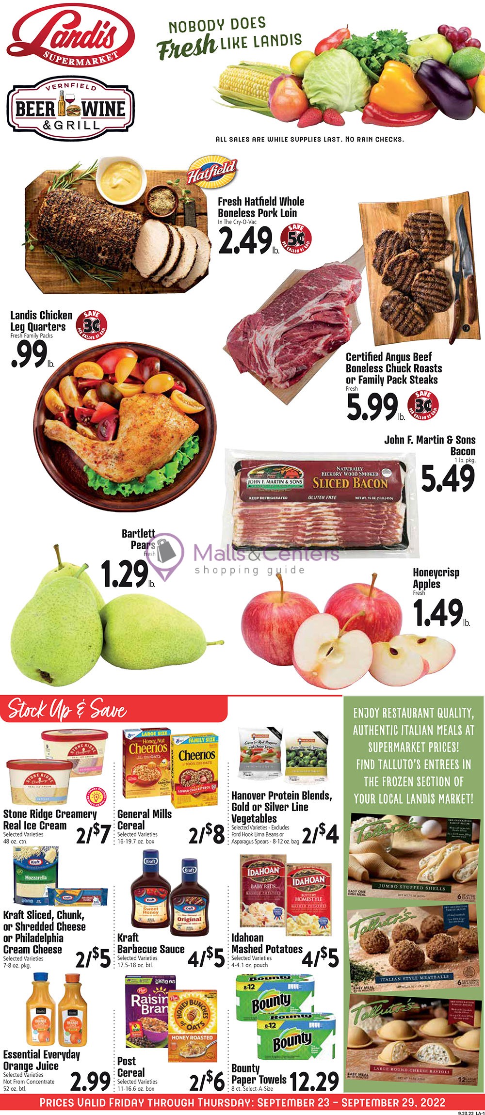 Landis Supermarket Weekly ad valid from 09/23/2022 to 09/29/2022