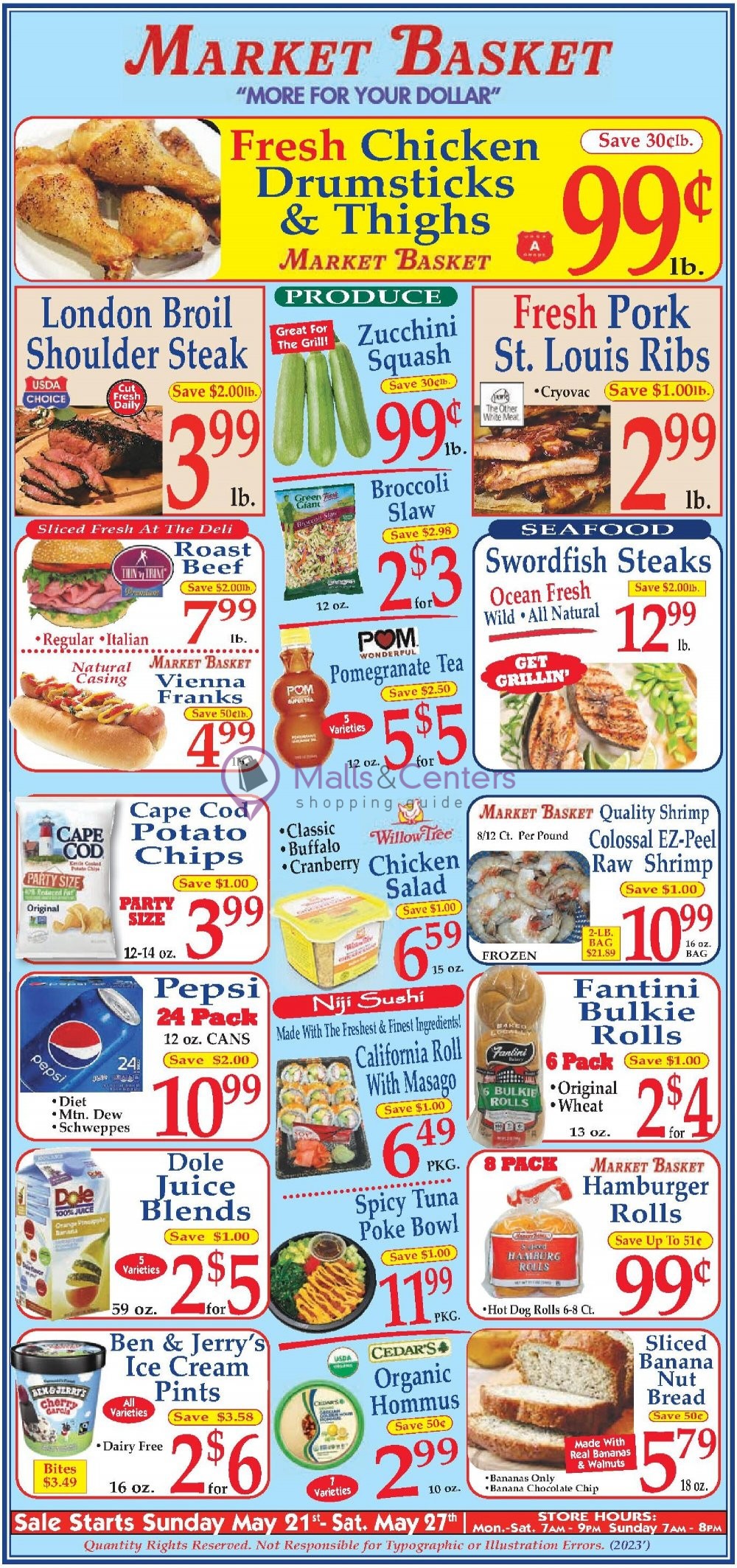 Market Basket Weekly ad valid from 05/21/2023 to 05/27/2023 MallsCenters