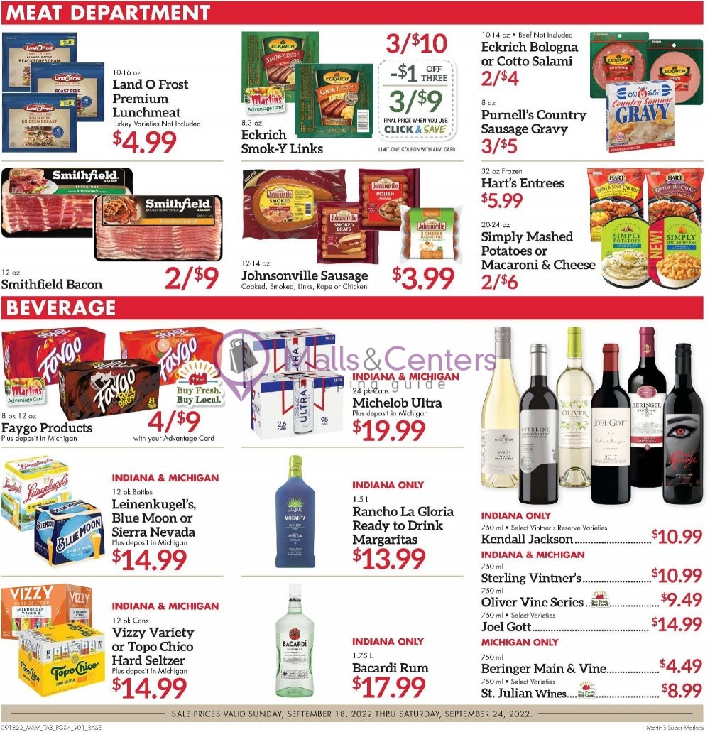 Martin's Supermarket Weekly ad valid from 09/18/2022 to 09/24/2022