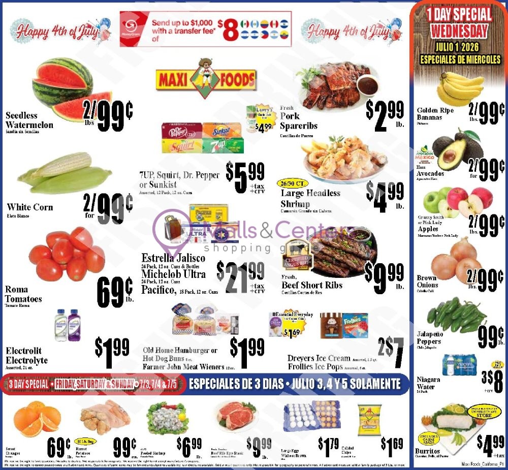 Weekly ad for Maxi Foods Markets valid: 07/01/2026 - 07/01/2026, page 1