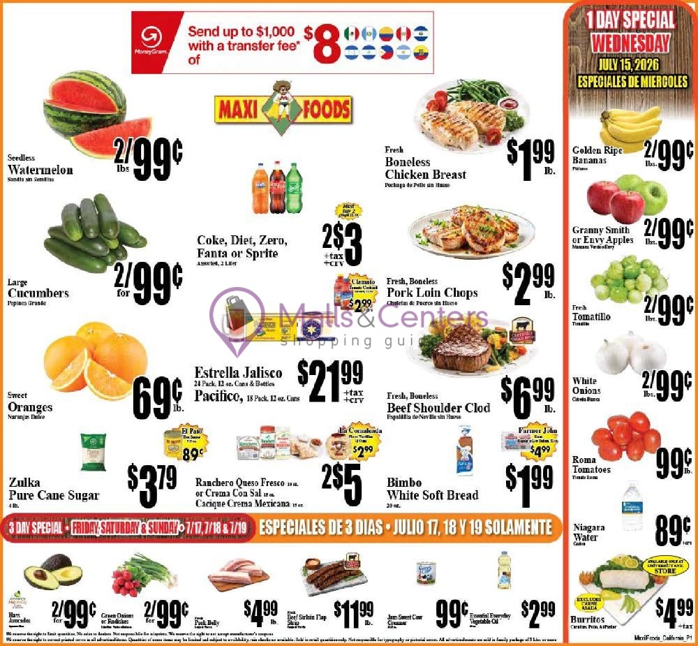 Weekly ad for Maxi Foods Markets valid: 07/15/2026 - 07/15/2026, page 1