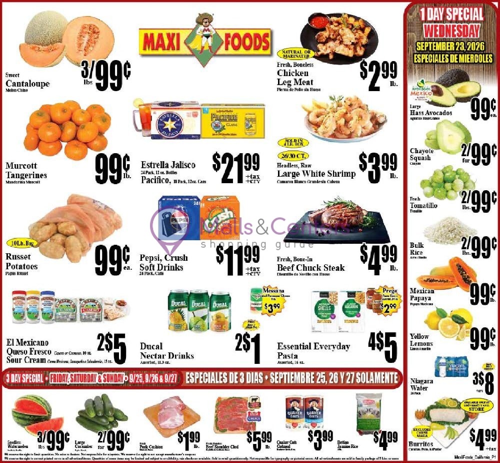 Weekly ad for Maxi Foods Markets valid: 09/23/2026 - 09/27/2026, page 1