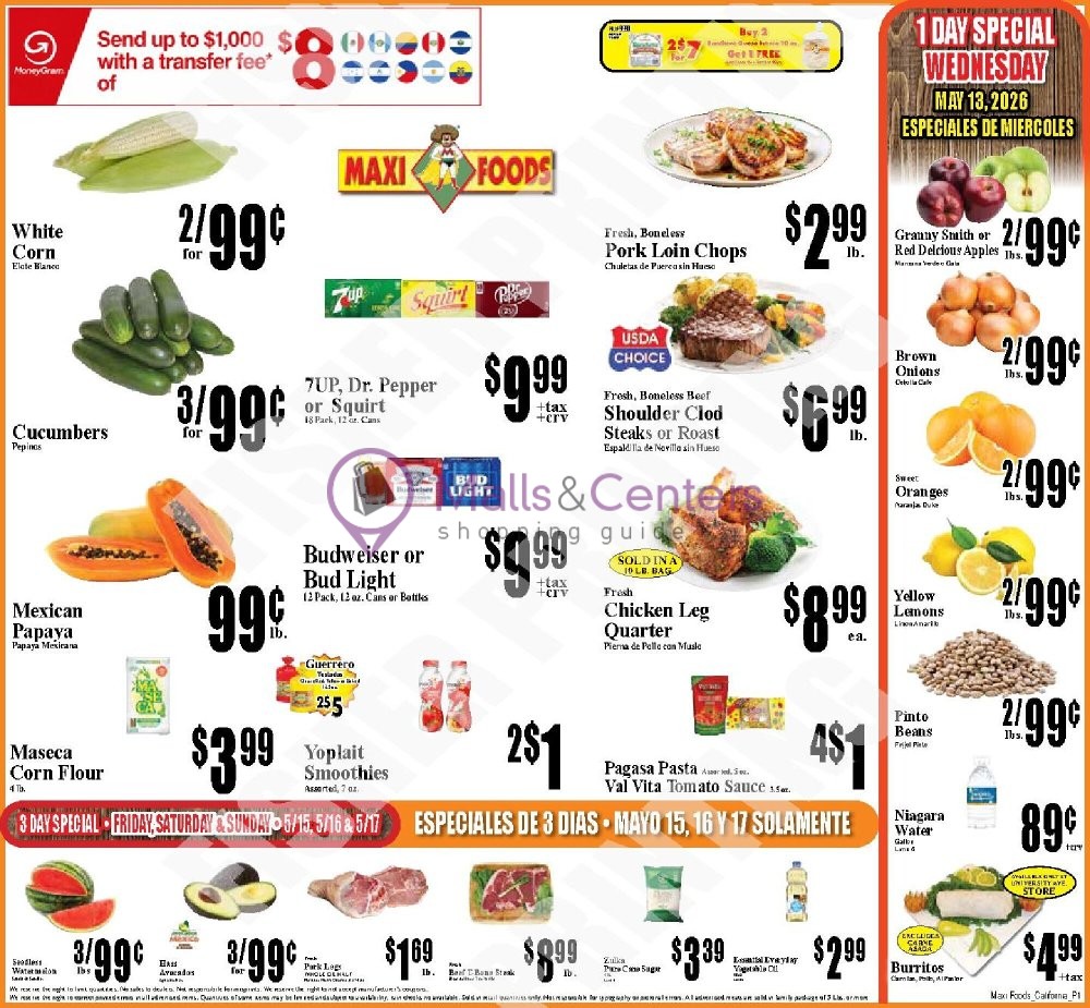Weekly ad for Maxi Foods Markets valid: 05/13/2026 - 05/13/2026, page 1