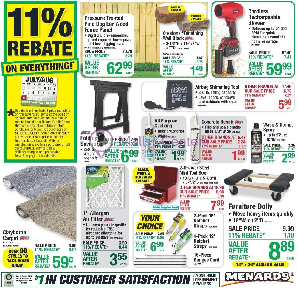 Weekly ad for Menards valid: 07/29/2026 - 08/10/2026, page 1