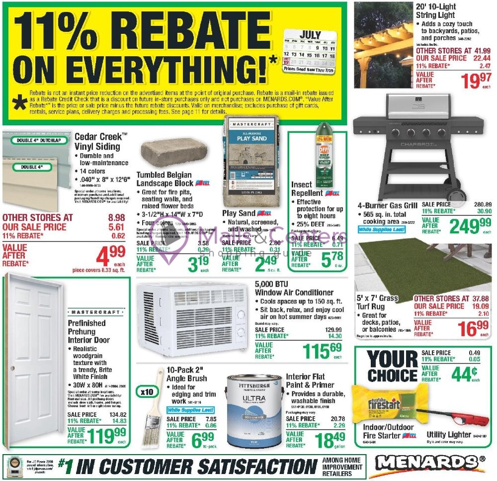 First page of weekly ad for Menards valid: 07/08/2026 - 07/19/2026