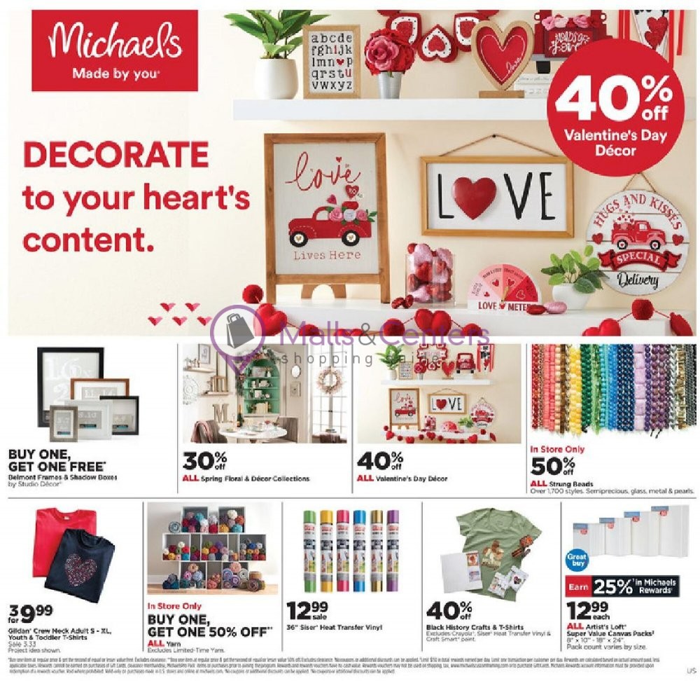 Michaels Weekly ad valid from 01/30/2022 to 02/05/2022 MallsCenters
