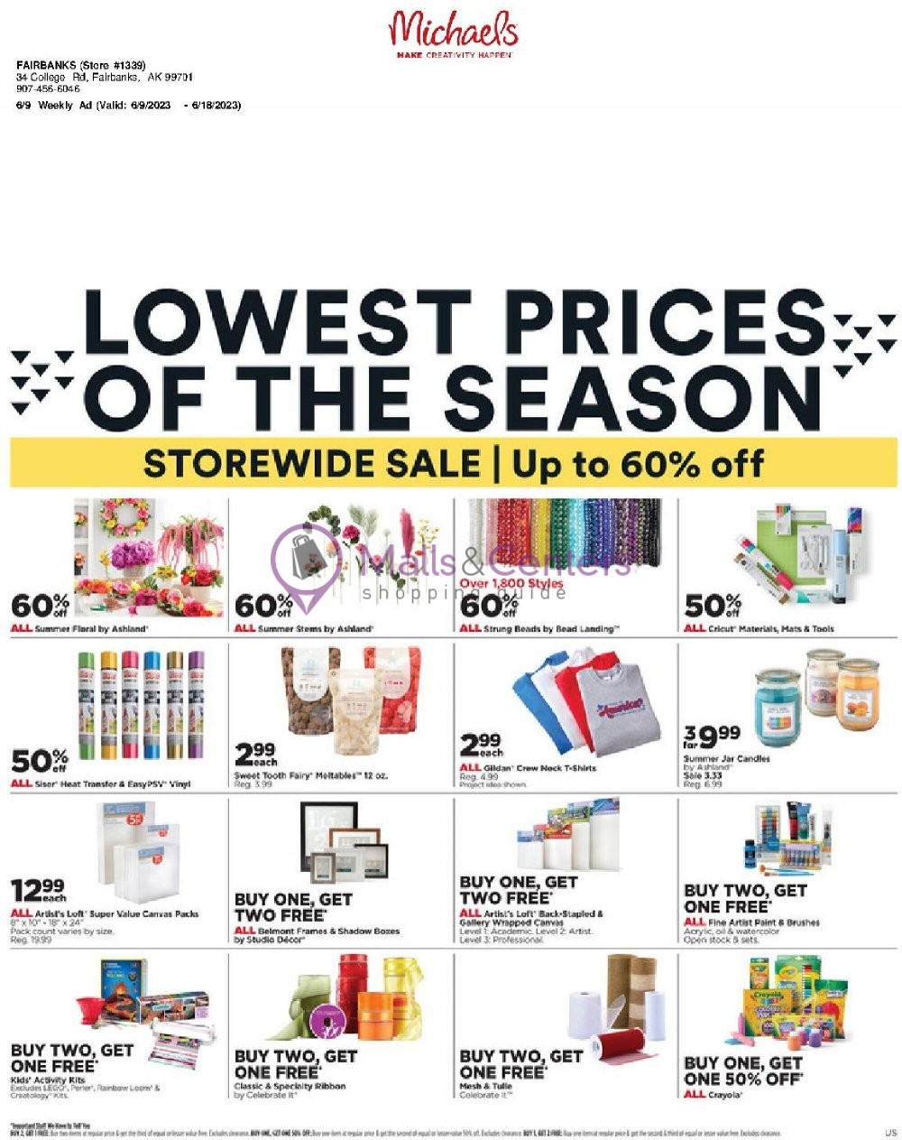 Michaels Weekly ad valid from 06/09/2023 to 06/18/2023 MallsCenters