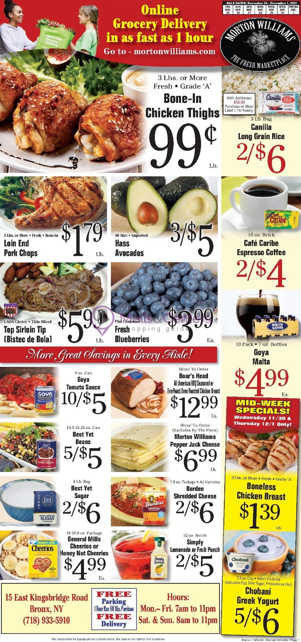 Morton Williams Supermarket Weekly ad valid from 11/25/2022 to 12/01