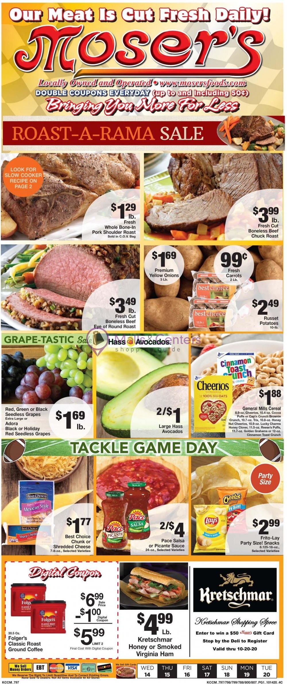 Moser's Foods Weekly ad valid from 10/14/2020 to 10/20/2020 MallsCenters
