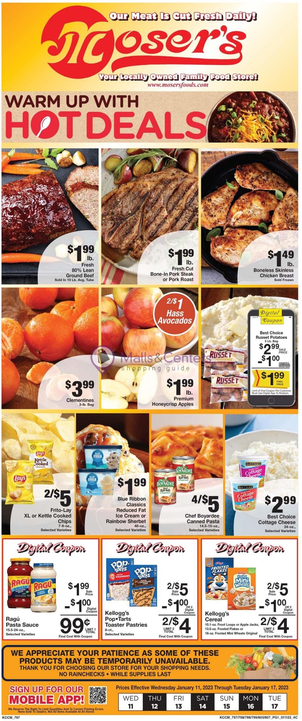 Moser's Foods Weekly ad valid from 01/11/2023 to 01/17/2023 MallsCenters