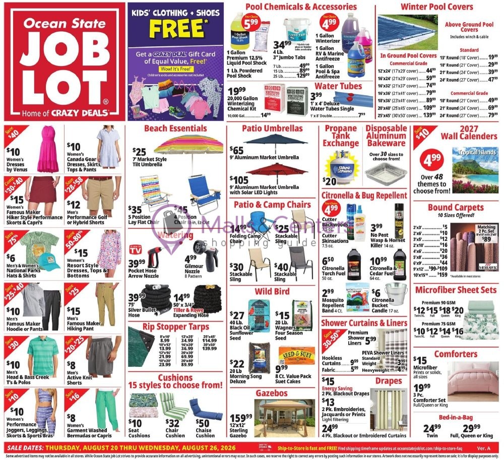 Weekly ad for Ocean State Job Lot valid: 08/20/2026 - 08/26/2026, page 1