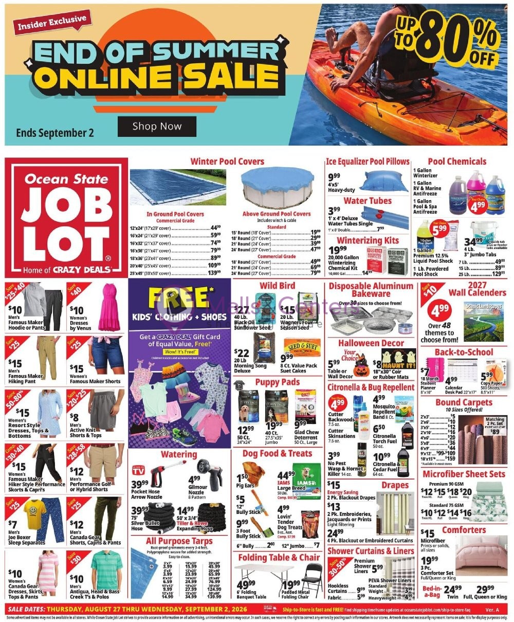 Weekly ad for Ocean State Job Lot valid: 08/27/2026 - 09/02/2026, page 1