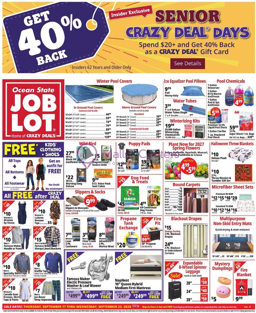 Weekly ad for Ocean State Job Lot valid: 09/17/2026 - 09/23/2026, page 1