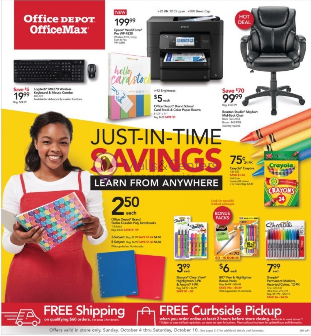 Office Depot Weekly ad valid from 10/04/2020 to 10/10/2020 MallsCenters