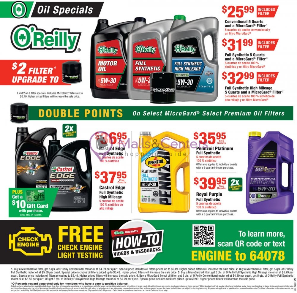 O'Reilly Auto Parts Weekly Ad sales & flyers specials MallsCenters