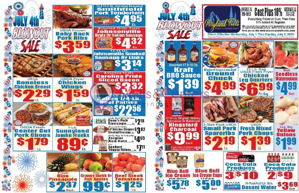 Weekly ad for Perryland Foods valid: 07/01/2026 - 07/04/2026, page 1