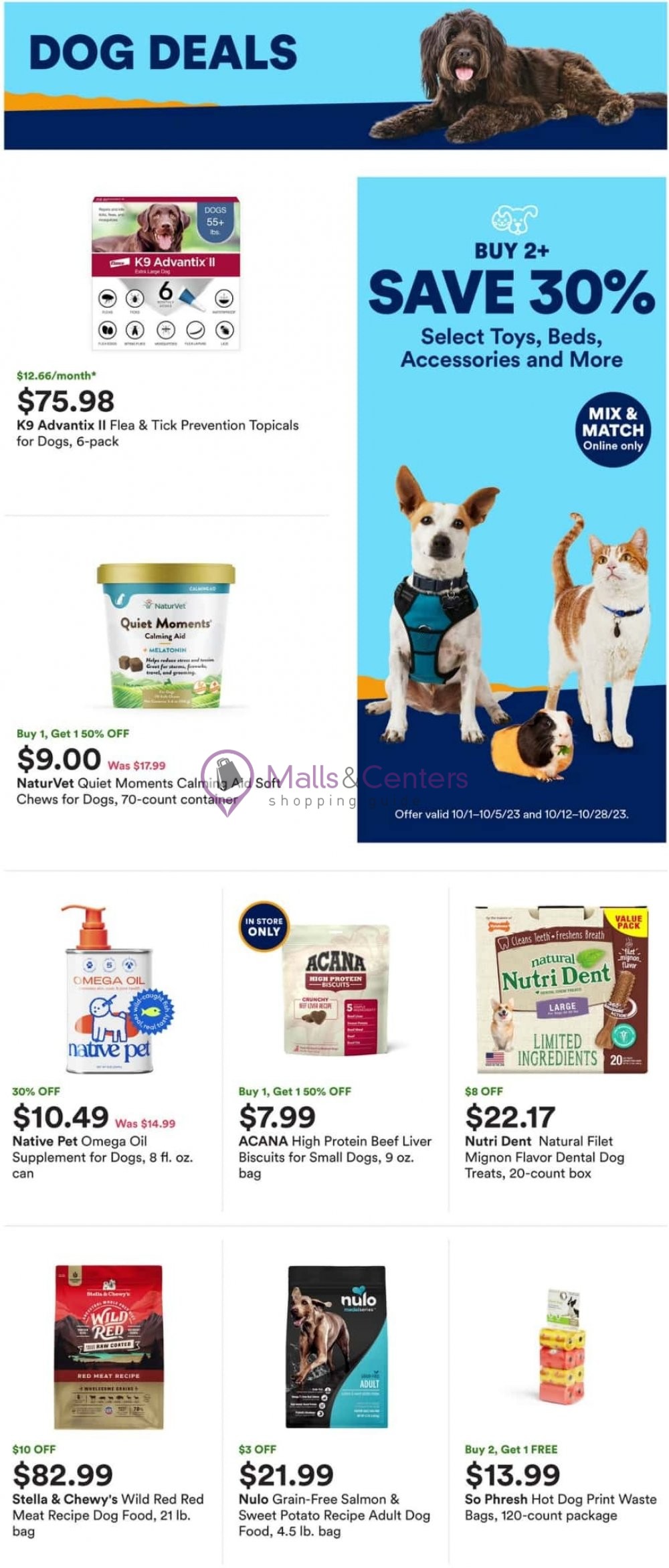PetCo Weekly ad valid from 10/22/2023 to 10/28/2023 MallsCenters
