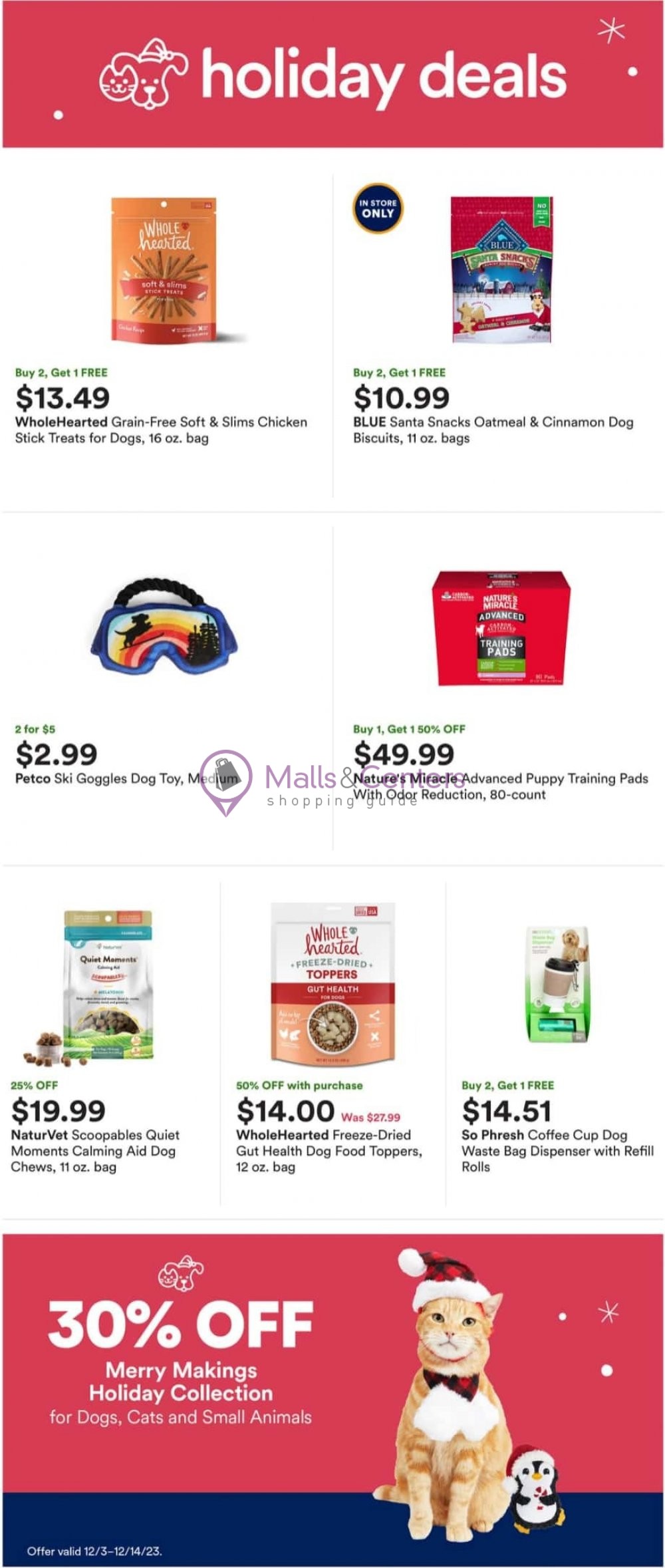 PetCo Weekly ad valid from 12/03/2023 to 12/09/2023 MallsCenters