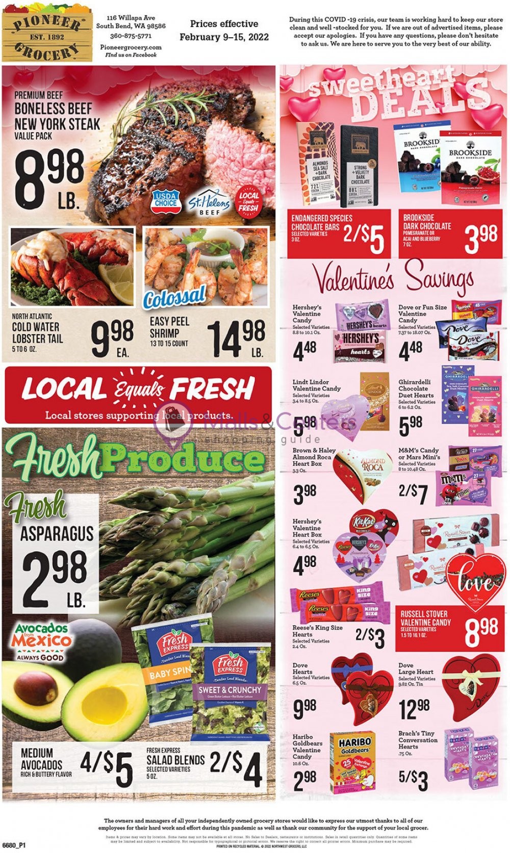 Pioneer Grocery Weekly ad valid from 02/09/2022 to 02/15/2022