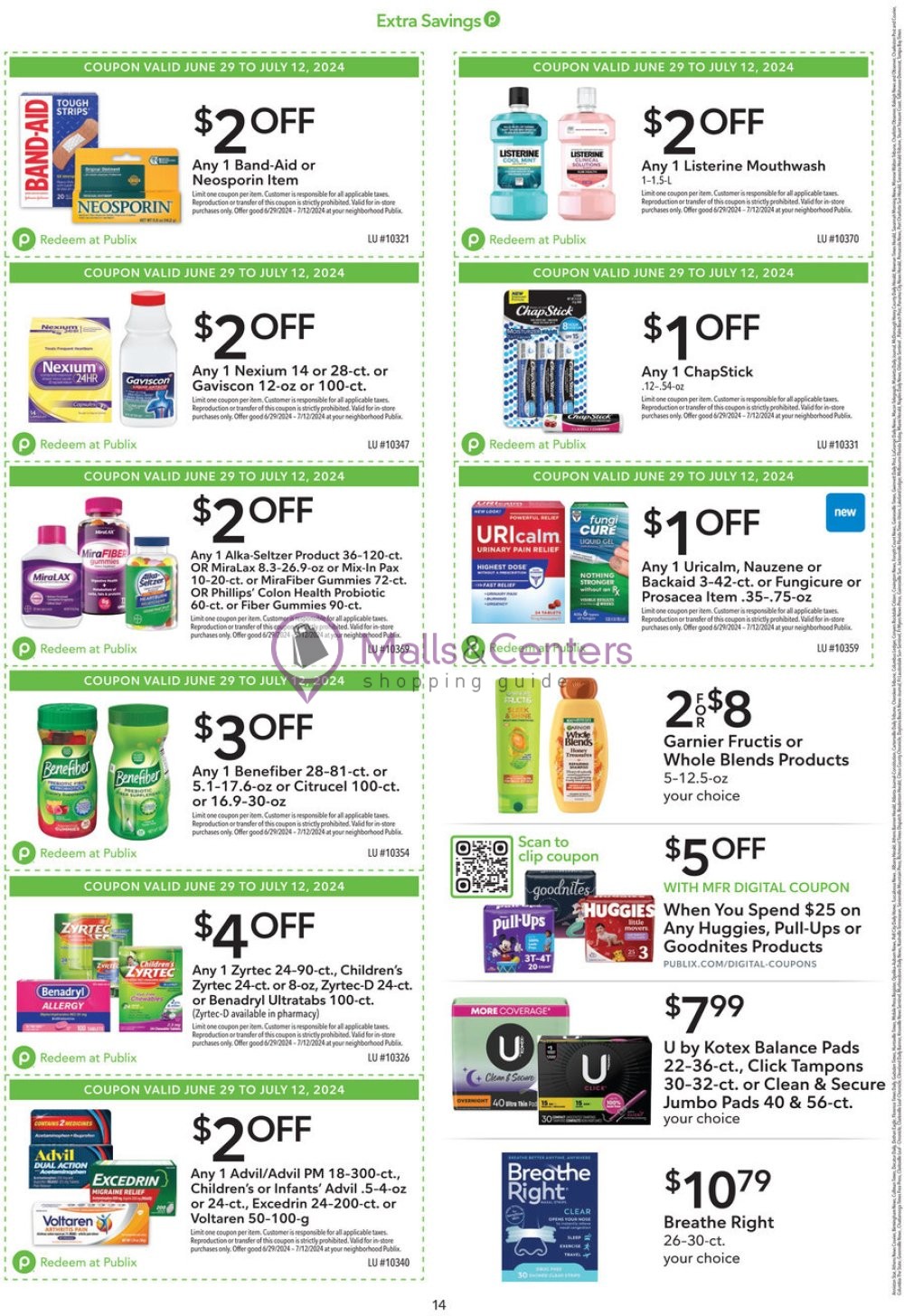 Weekly ad for Publix valid: 06/29/2024 - 07/12/2024, page 14