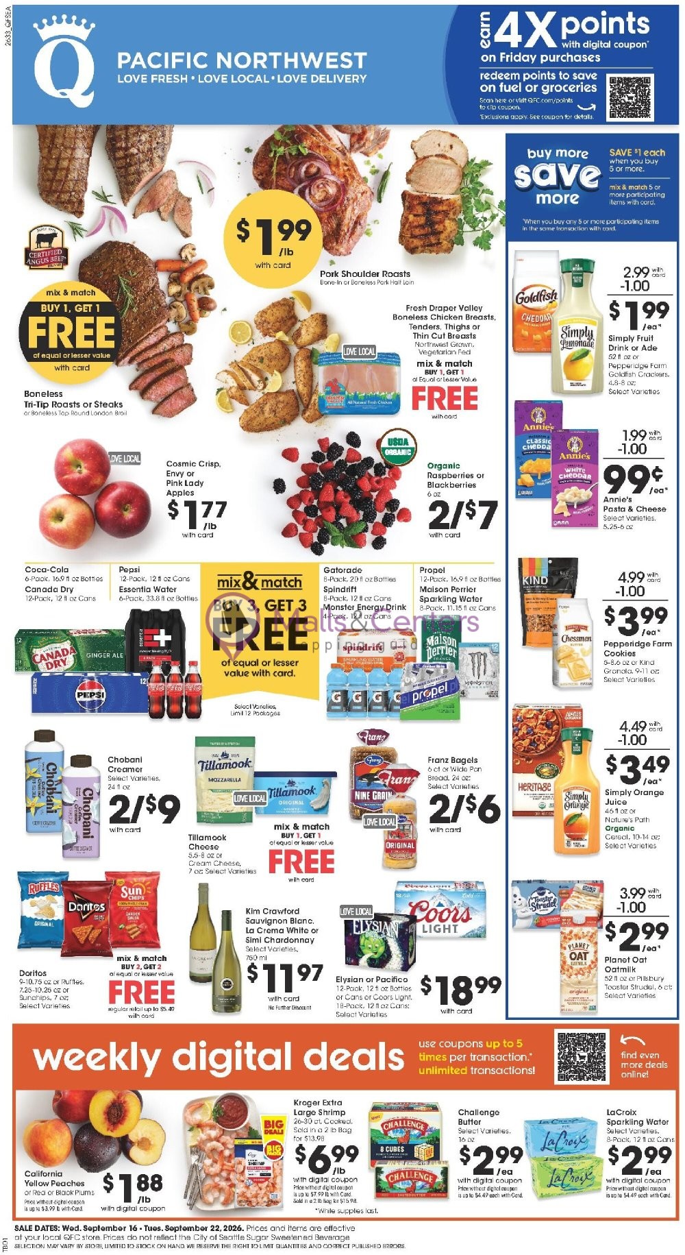 Weekly ad for QFC Quality Food Centers valid: 09/16/2026 - 09/22/2026, page 1