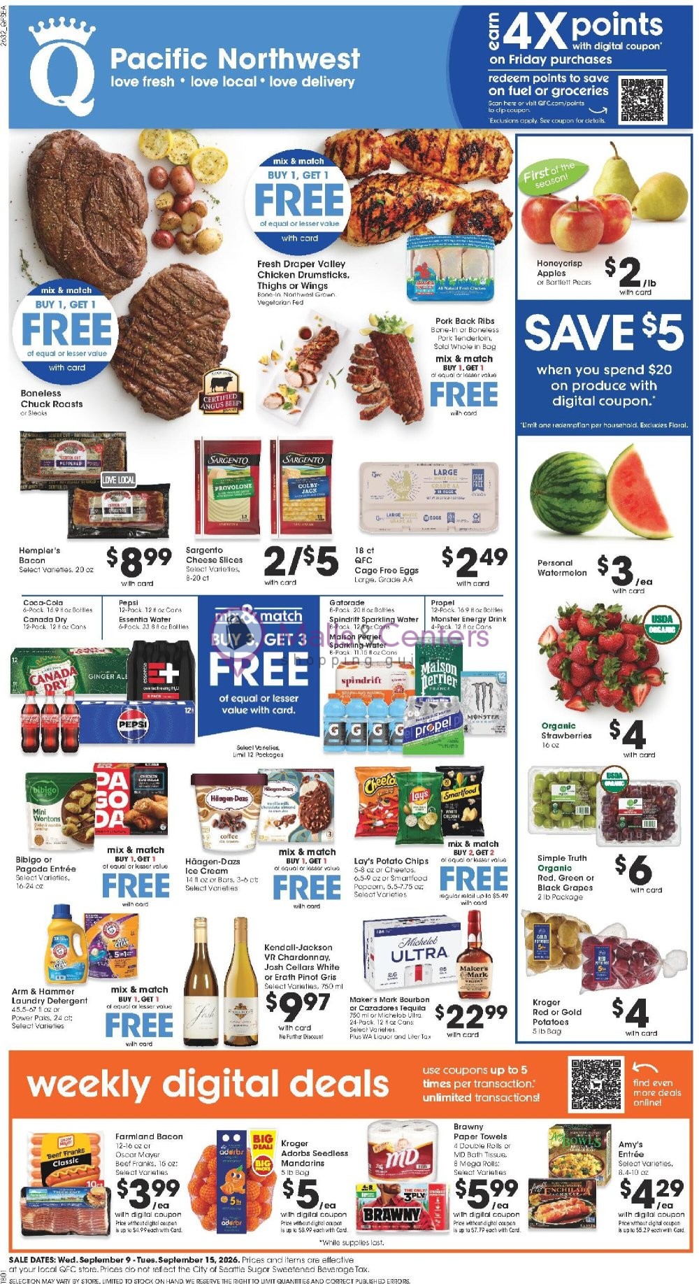 Weekly ad for QFC Quality Food Centers valid: 09/09/2026 - 09/15/2026, page 1
