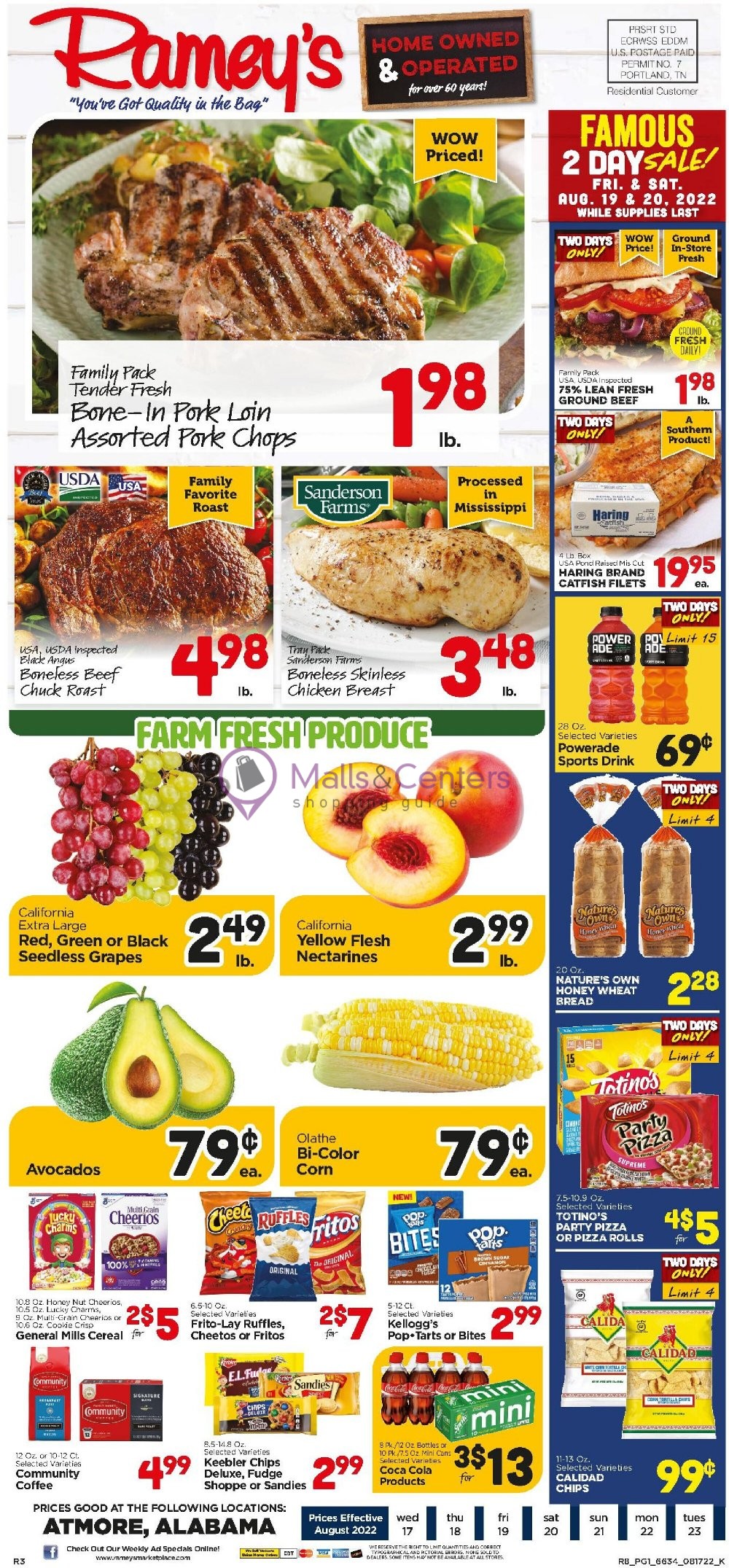 Ramey's Weekly ad valid from 08/17/2022 to 08/23/2022 MallsCenters