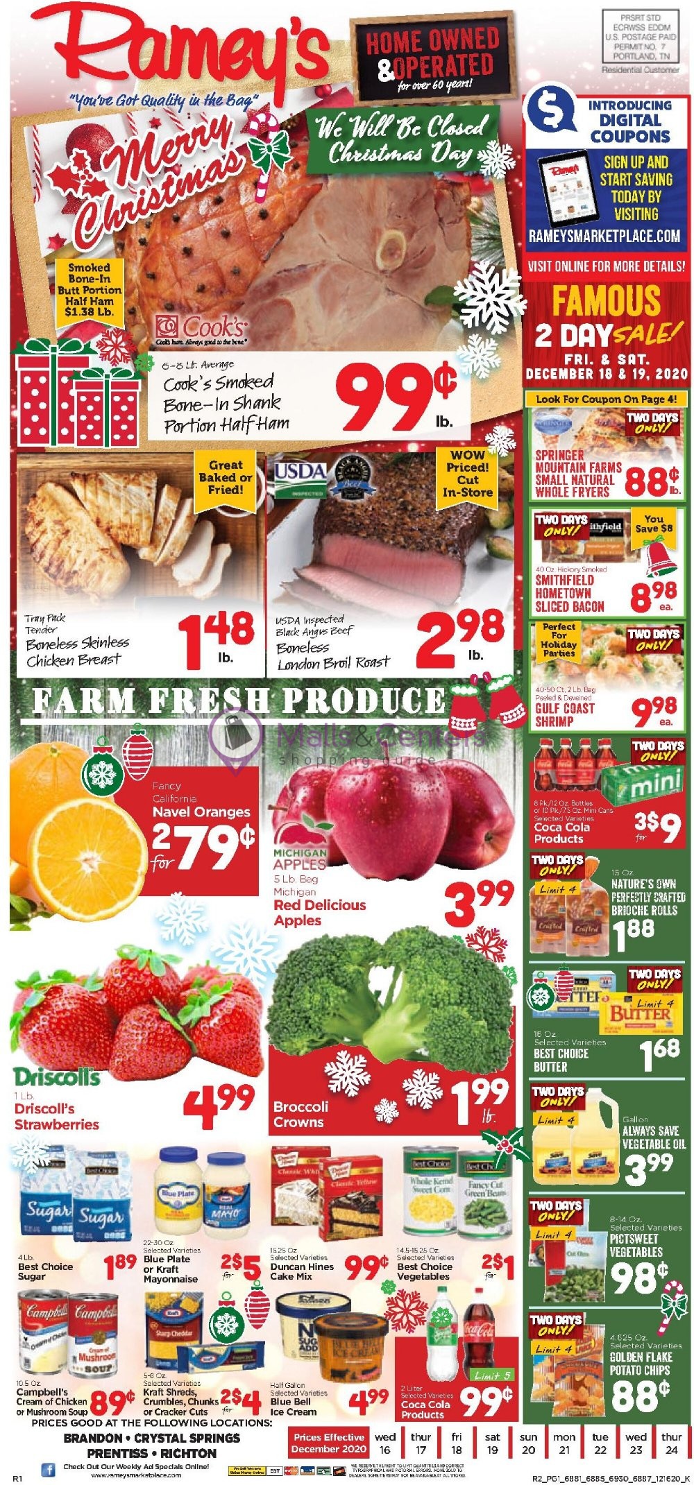 Ramey's Weekly ad valid from 12/16/2020 to 12/24/2020 MallsCenters