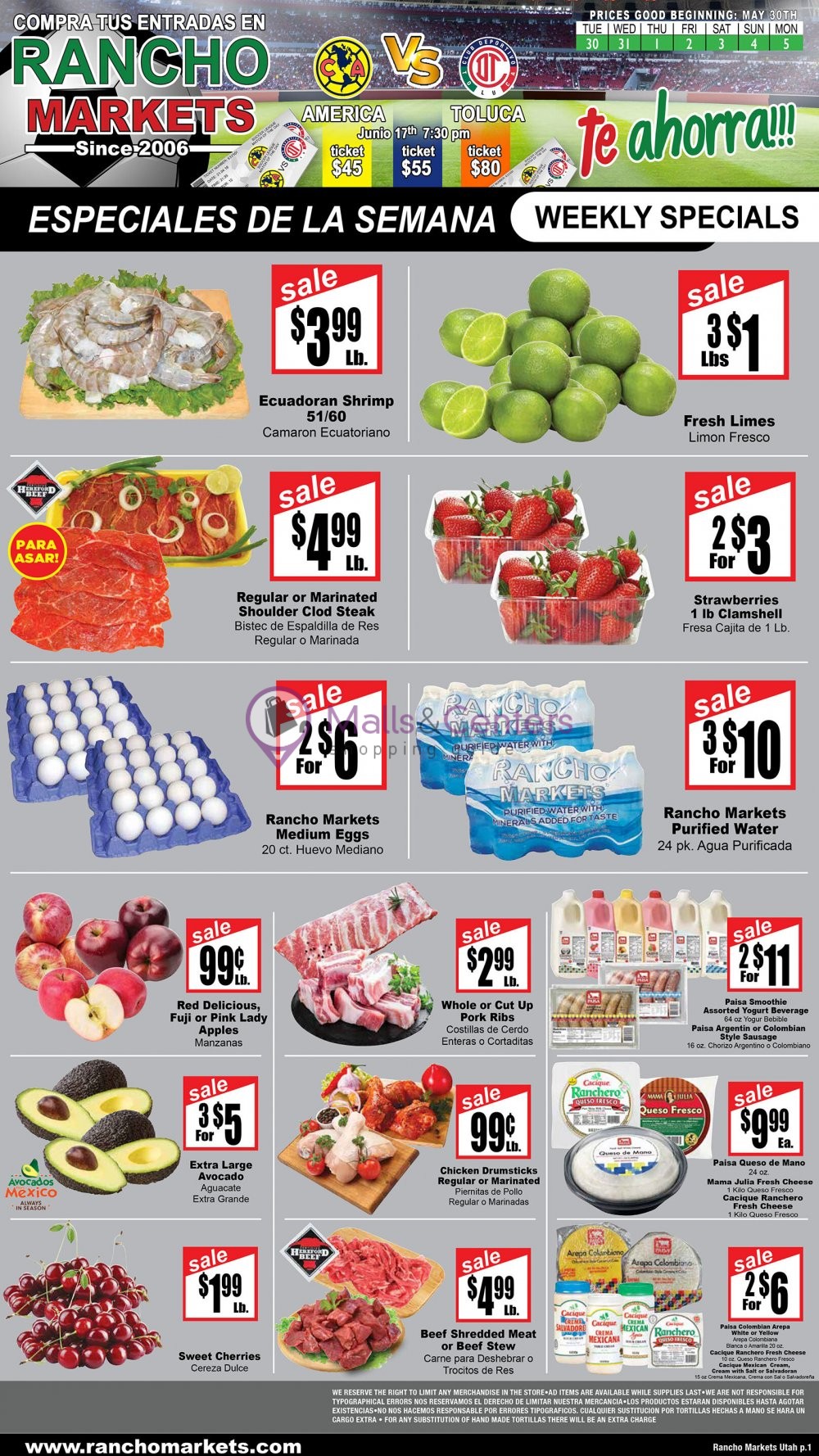 Rancho Markets Weekly ad valid from 05/30/2023 to 06/05/2023 MallsCenters
