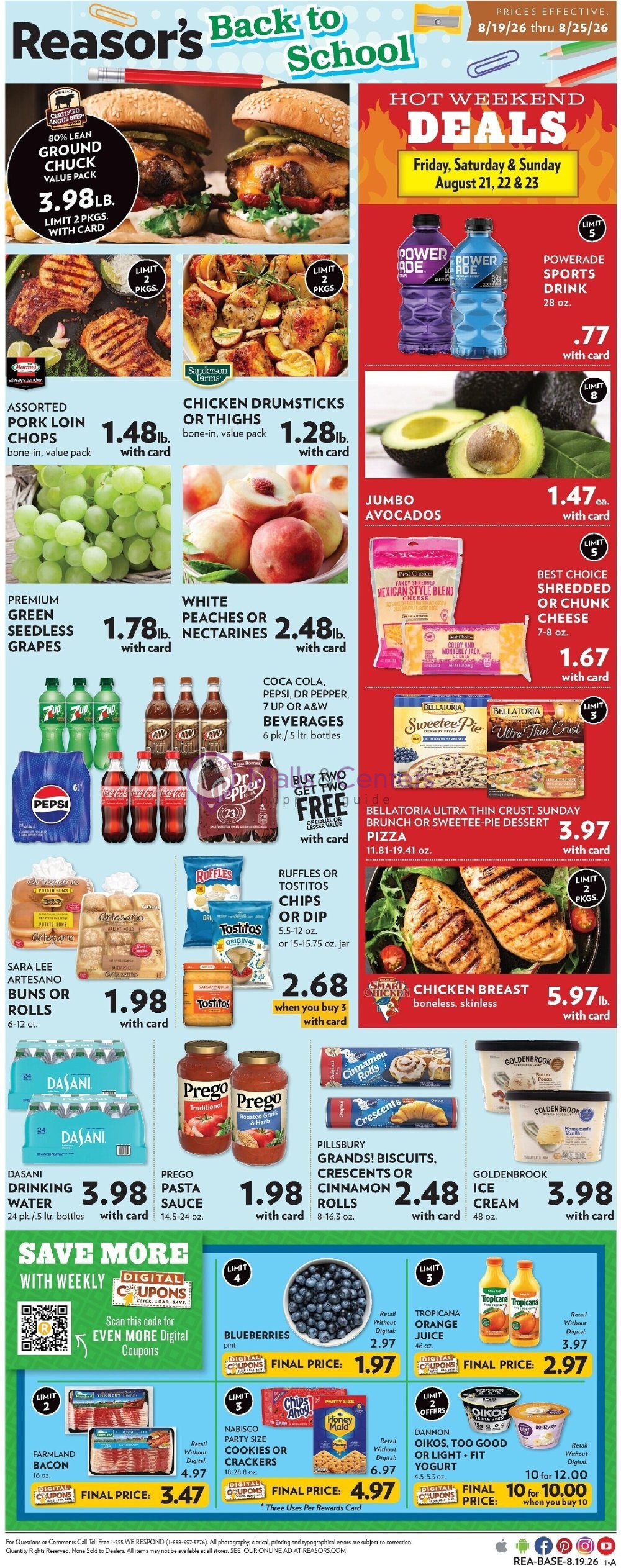 Weekly ad for Reasor's valid: 08/19/2026 - 08/25/2026, page 1