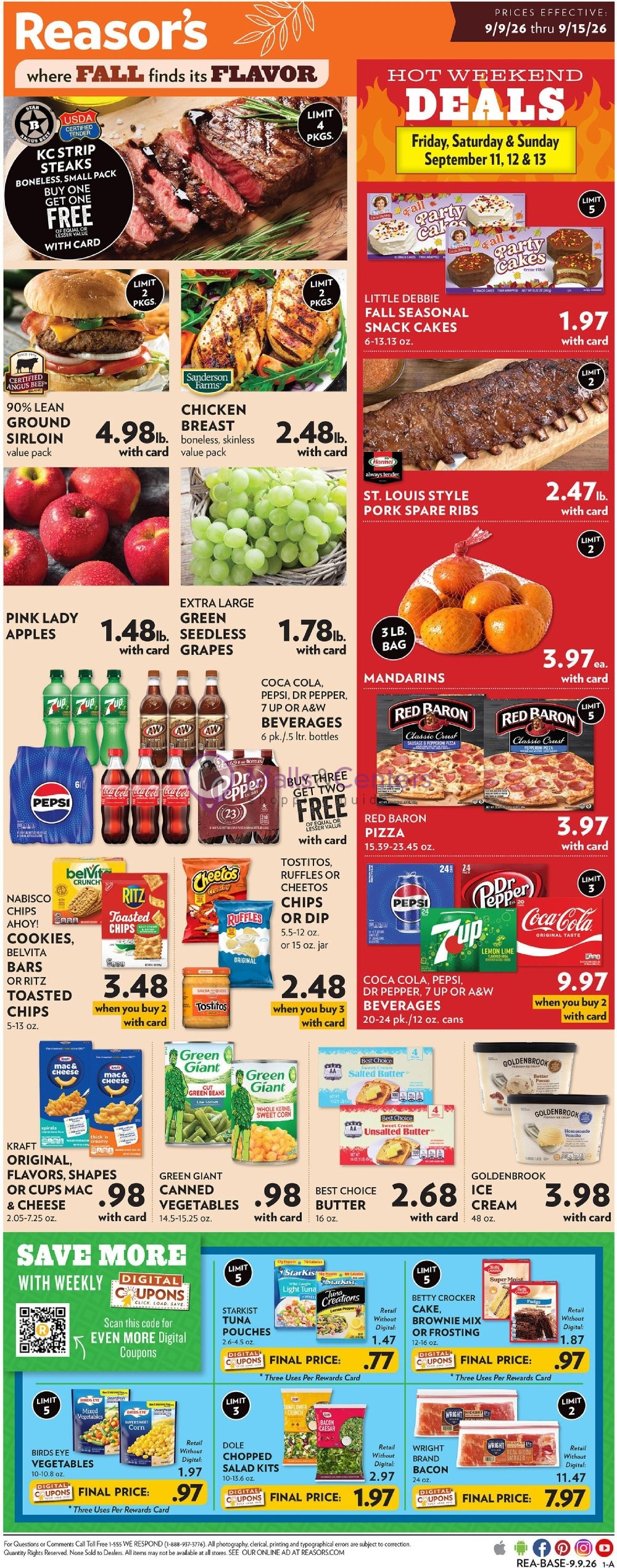 Weekly ad for Reasor's valid: 09/09/2026 - 09/15/2026, page 1
