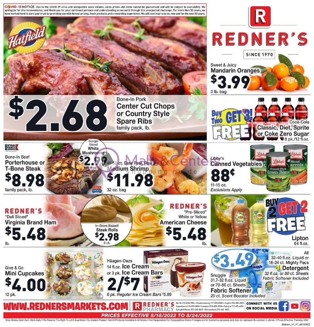 Redner's Markets Weekly ad valid from 08/18/2022 to 08/24/2022