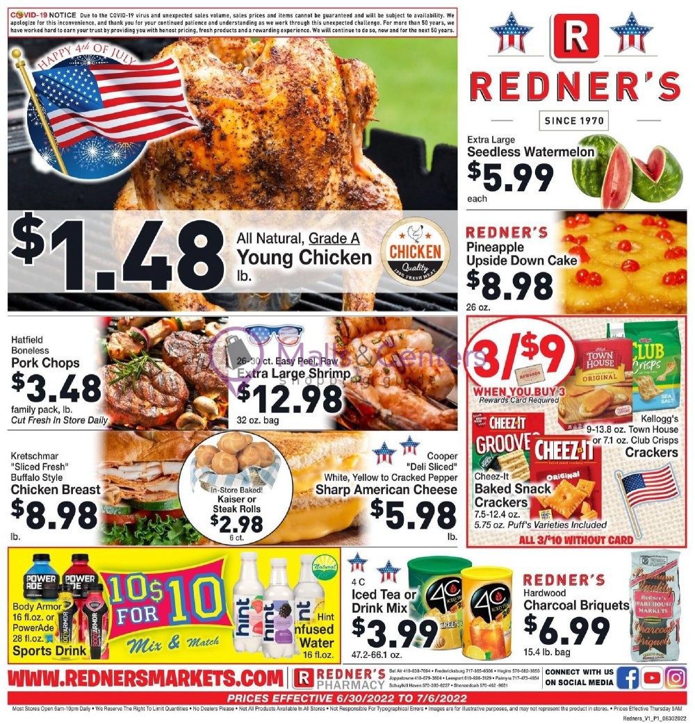 Redner's Markets Weekly Ad sales & flyers specials MallsCenters