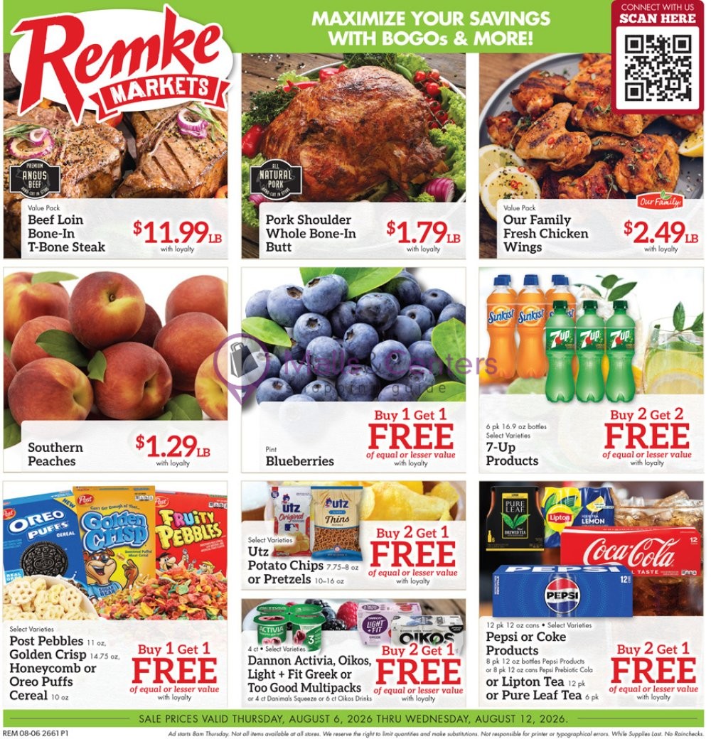 Weekly ad for Remke Markets valid: 08/06/2026 - 08/12/2026, page 1